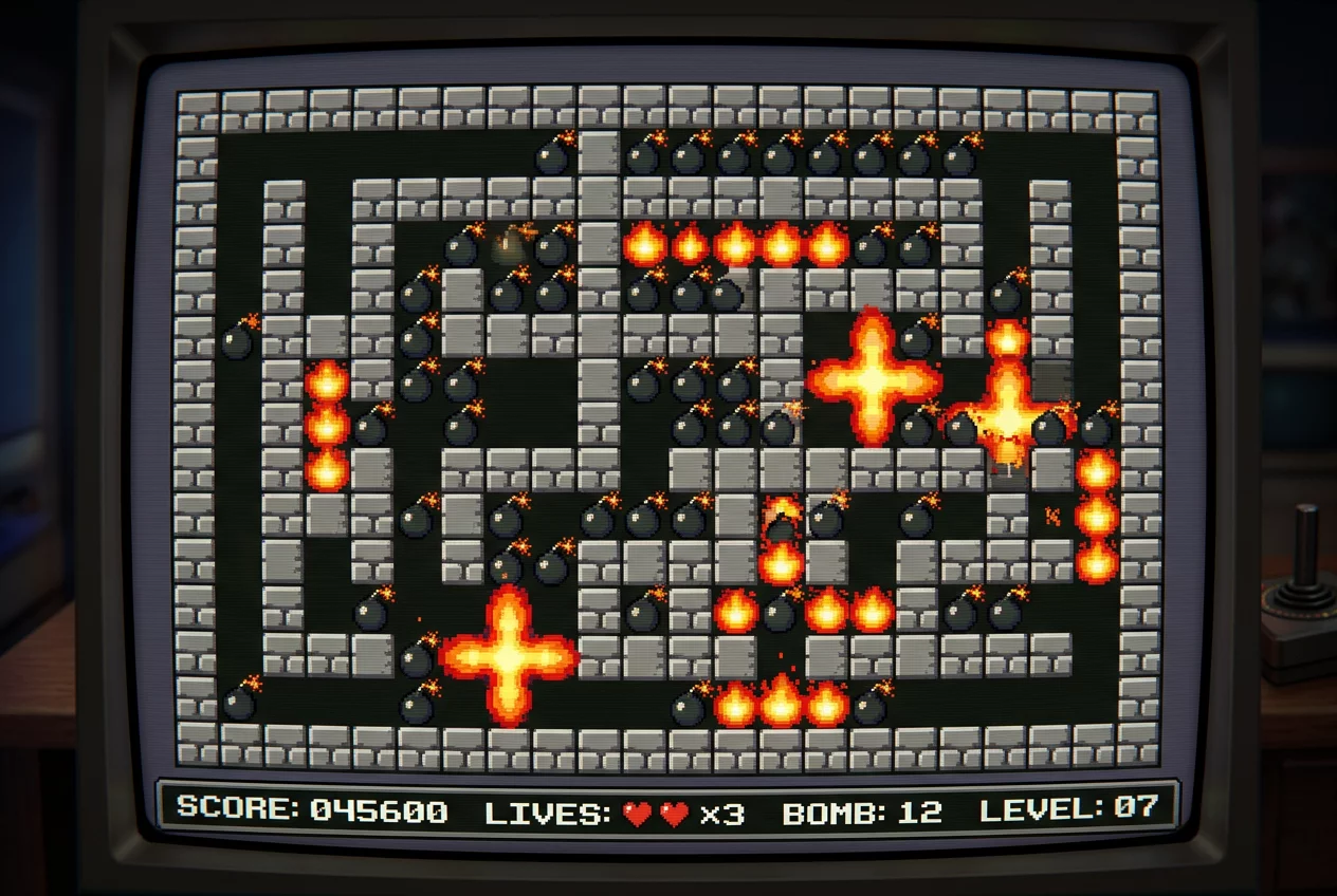 Retro Bomber Maze cartridge label